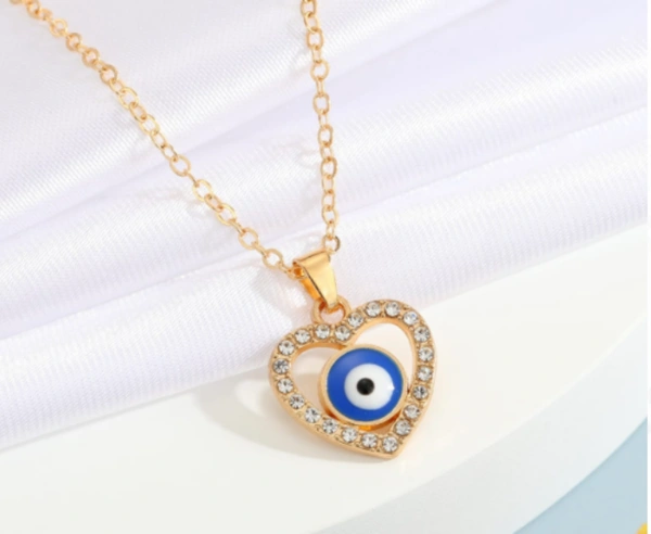 Evil eye chain heart Black - Blue